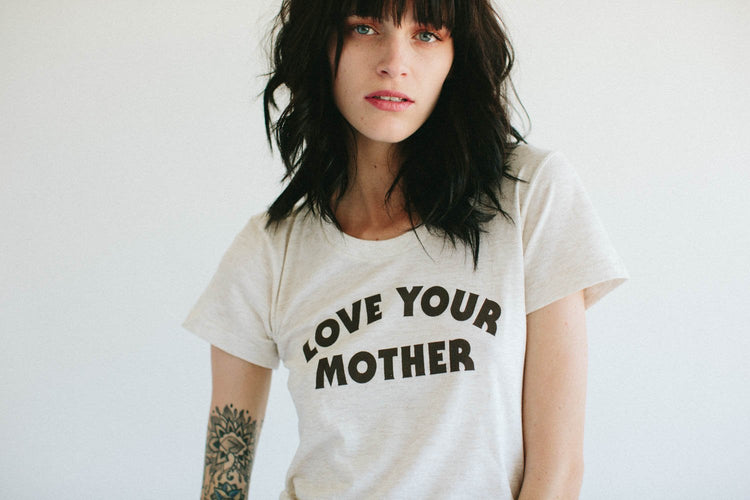 LOVE YOUR MOTHER oatmeal scoop neck tee