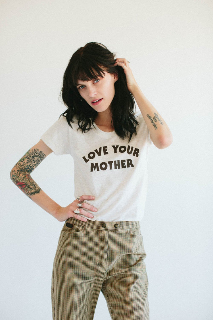 LOVE YOUR MOTHER oatmeal scoop neck tee