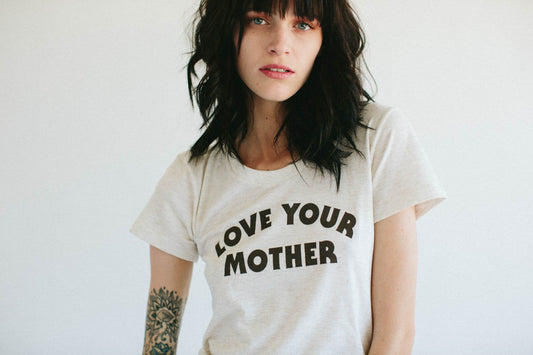LOVE YOUR MOTHER oatmeal scoop neck tee