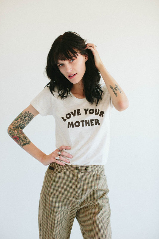 LOVE YOUR MOTHER oatmeal scoop neck tee